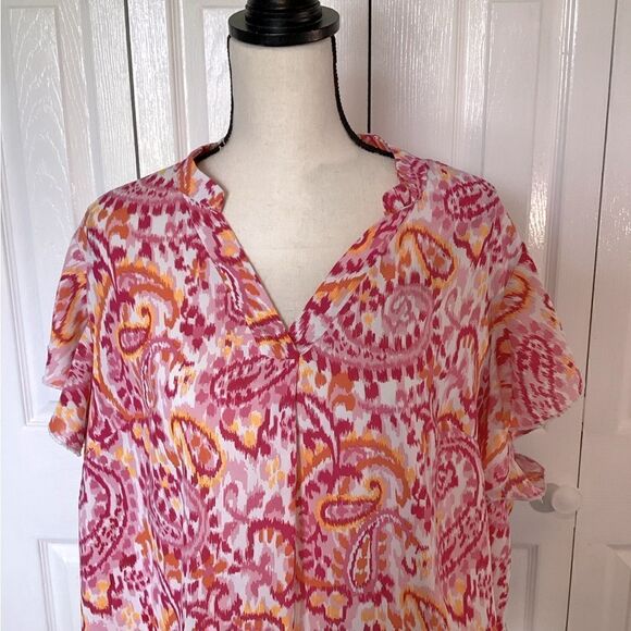 Shein Curve - Flowy Pink Patterned Top - 3XL - Picture 2 of 4